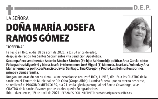 DOÑA MARÍA JOSEFA RAMOS GÓMEZ