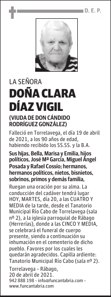 DOÑA CLARA DÍAZ VIGIL