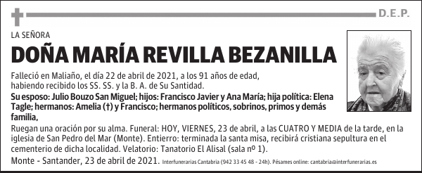 DOÑA MARÍA REVILLA BEZANILLA