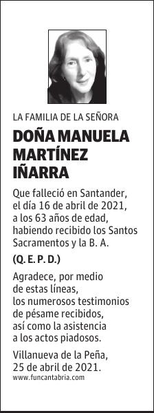 DOÑA MANUELA MARTÍNEZ IÑARRA