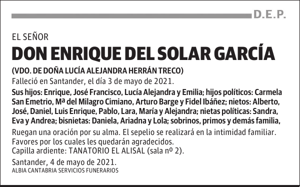 DON ENRIQUE DEL SOLAR GARCÍA