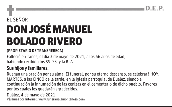 DON JOSÉ MANUEL BOLADO RIVERO