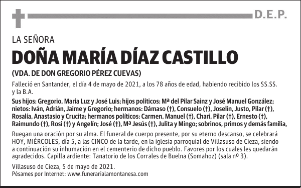 DOÑA MARÍA DÍAZ CASTILLO