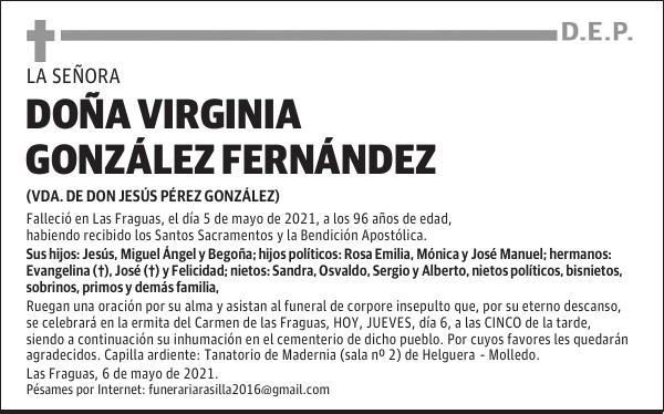 DOÑA VIRGINIA GONZÁLEZ FERNÁNDEZ
