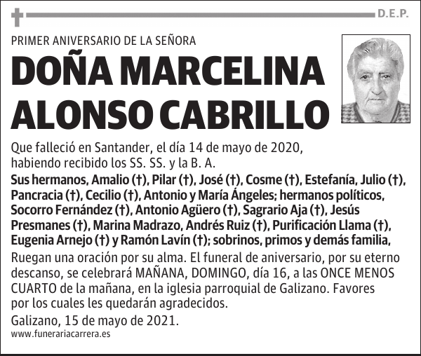 DOÑA MARCELINA ALONSO CABRILLO