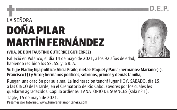 DOÑA PILAR MARTÍN FERNÁNDEZ