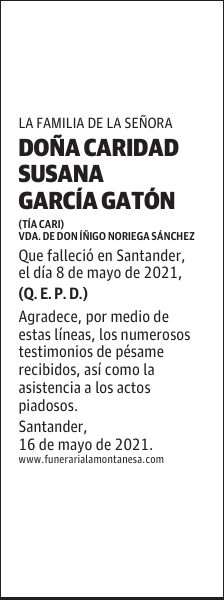 DOÑA CARIDAD SUSANA GARCÍA GATÓN