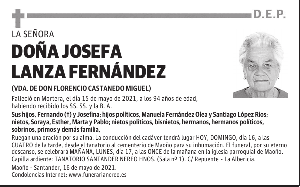 DOÑA JOSEFA LANZA FERNÁNDEZ