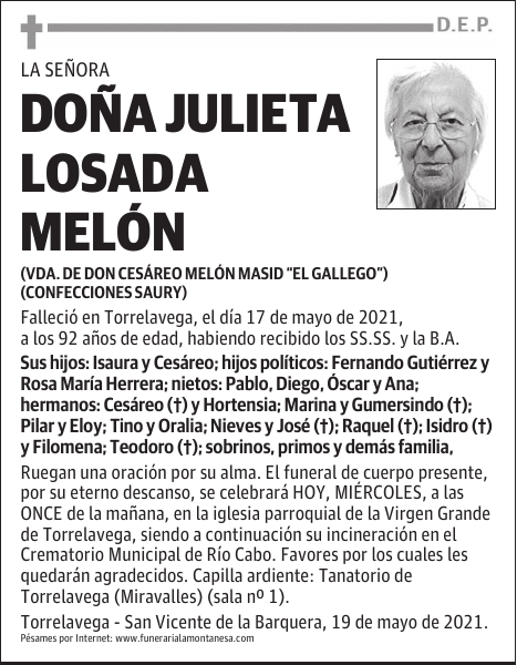 DOÑA JULIETA LOSADA MELÓN