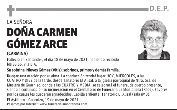 DOÑA CARMEN GÓMEZ ARCE