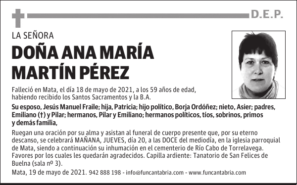 DOÑA ANA MARÍA MARTÍN PÉREZ