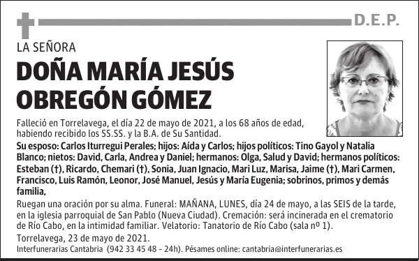 DOÑA MARÍA JESÚS OBREGÓN GÓMEZ