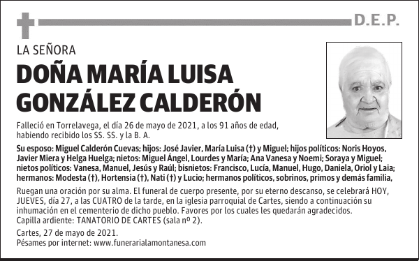 DOÑA MARÍA LUISA GONZÁLEZ CALDERÓN