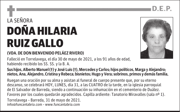 DOÑA HILARIA RUIZ GALLO