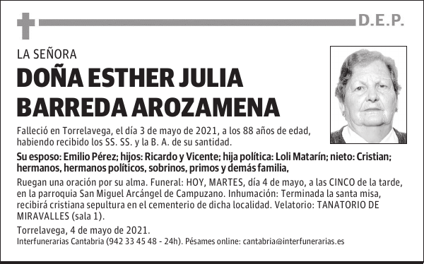 DOÑA ESTHER JULIA BARREDA AROZAMENA