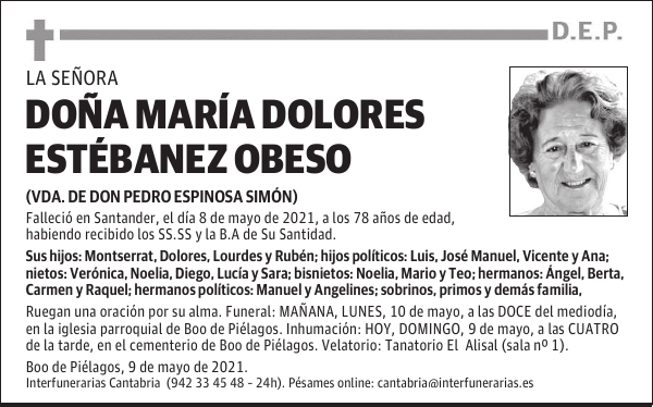 DOÑA MARÍA DOLORES ESTÉBANEZ OBESO