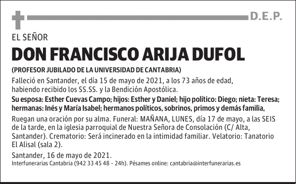 DON FRANCISCO ARIJA DUFOL