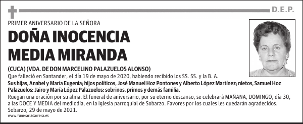 DOÑA INOCENCIA MEDIA MIRANDA