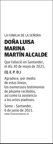 DOÑA LUISA MARINA MARTÍN ALCALDE