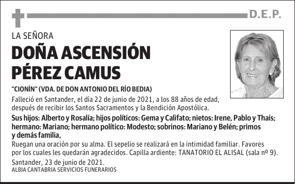 DOÑA ASCENSIÓN PÉREZ CAMUS