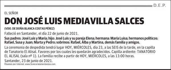 DON JOSÉ LUIS MEDIAVILLA SALCES
