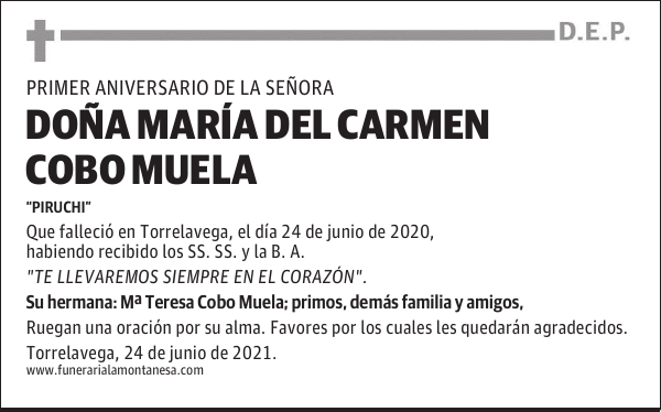 DOÑA MARÍA DEL CARMEN COBO MUELA