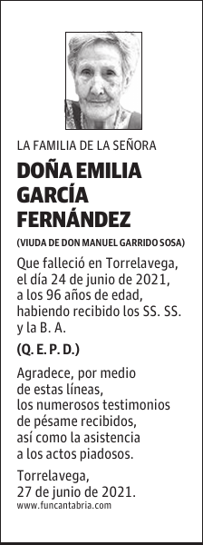 DOÑA EMILIA GARCÍA FERNÁNDEZ