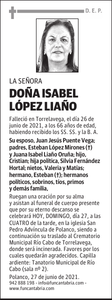 DOÑA ISABEL LÓPEZ LIAÑO
