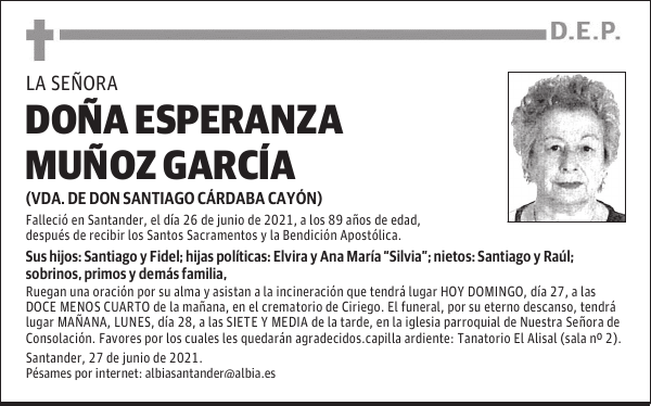 DOÑA ESPERANZA MUÑOZ GARCÍA