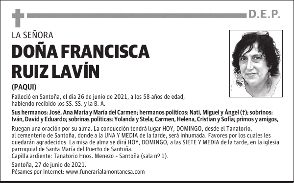 DOÑA FRANCISCA RUIZ LAVÍN