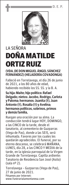 DOÑA MATILDE ORTIZ RUIZ