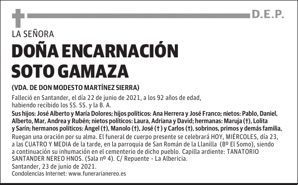 DOÑA ENCARNACIÓN SOTO GAMAZA