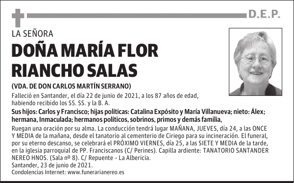 DOÑA MARÍA FLOR RIANCHO SALAS