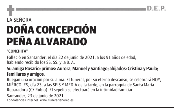 DOÑA CONCEPCIÓN PEÑA ALVARADO