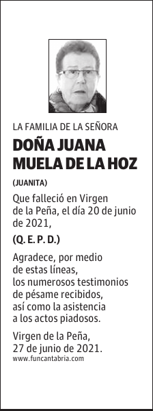 DOÑA JUANA MUELA DE LA HOZ