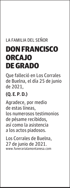 DON FRANCISCO ORCAJO DE GRADO