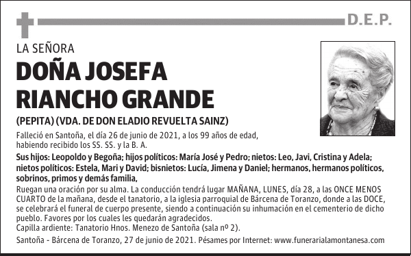 DOÑA JOSEFA RIANCHO GRANDE