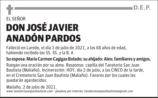 DON JOSÉ JAVIER ANADÓN PARDOS