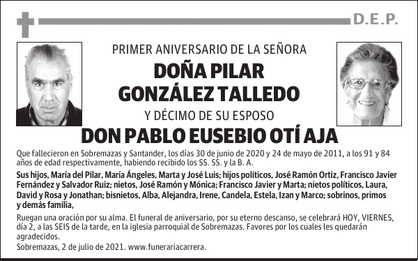 DOÑA PILAR GONZÁLEZ TALLEDO