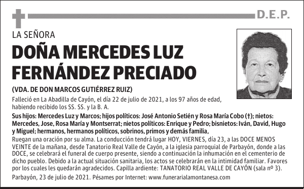 DOÑA MERCEDES LUZ FERNÁNDEZ PRECIADO