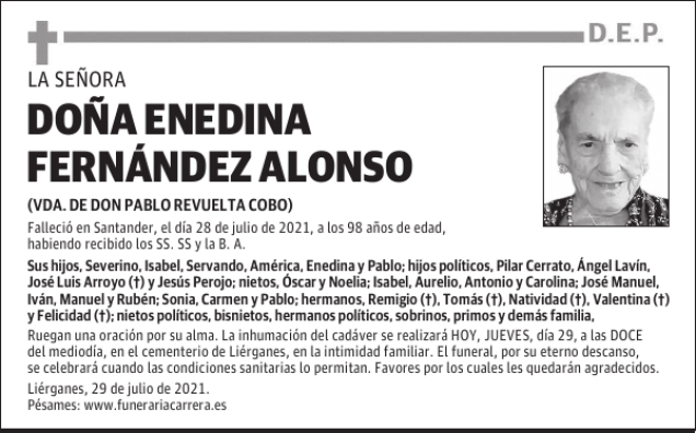 DOÑA ENEDINA FERNÁNDEZ ALONSO
