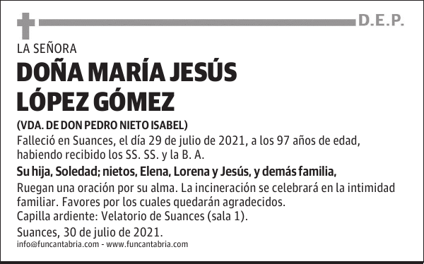 DOÑA MARÍA JESÚS LÓPEZ GÓMEZ