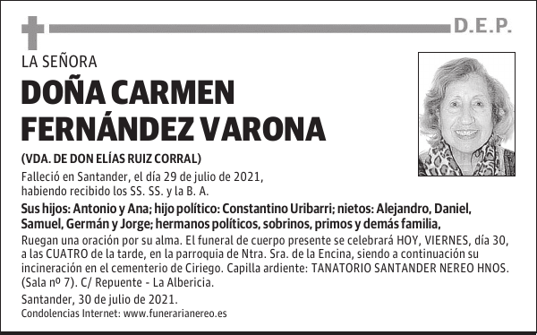 DOÑA CARMEN FERNÁNDEZ VARONA