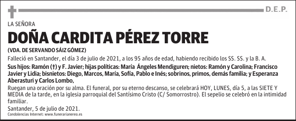 DOÑA CARDITA PÉREZ TORRE