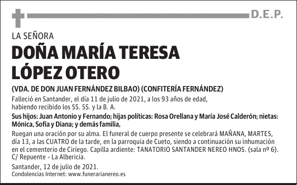 DOÑA MARÍA TERESA LÓPEZ OTERO
