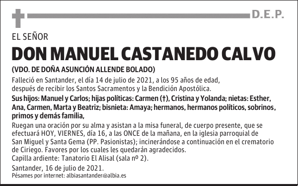 DON MANUEL CASTANEDO CALVO