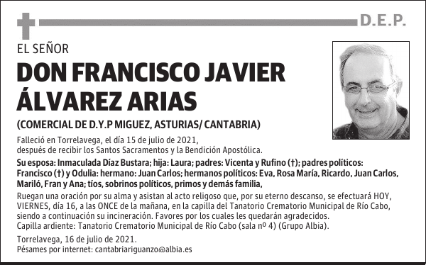 DON FRANCISCO JAVIER ÁLVAREZ ARIAS