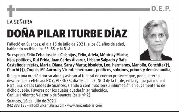 DOÑA PILAR ITURBE DÍAZ