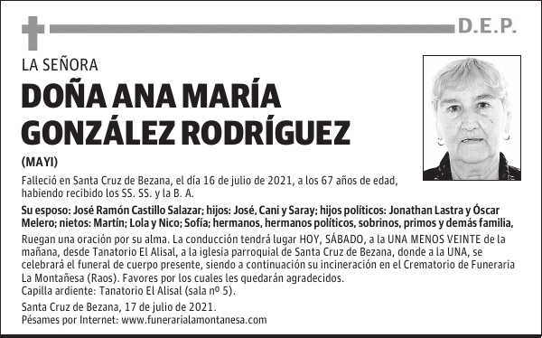 DOÑA ANA MARÍA GONZÁLEZ RODRÍGUEZ