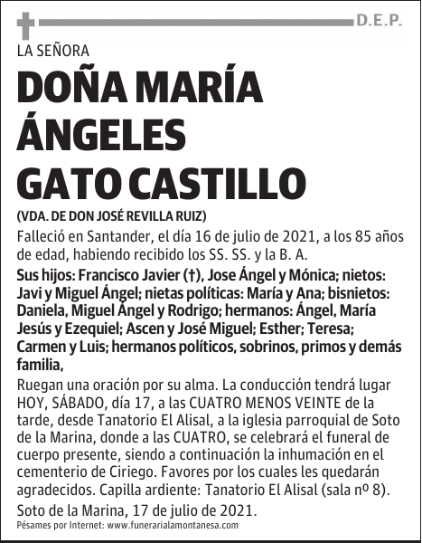 DOÑA MARÍA ÁNGELES GATO CASTILLO